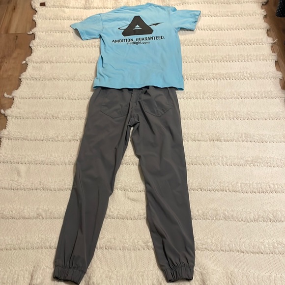 Lee joggers boys gray zip pockets size 14–16 L & strike fighter squadron t-shirt - Picture 2 of 16